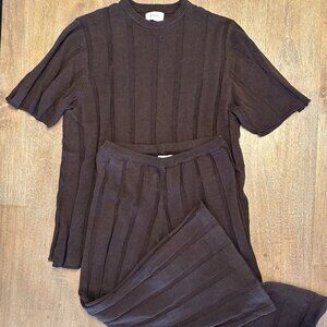 COTTON TWO PIECE DISSH SET IN CHOCOLATE BROWN